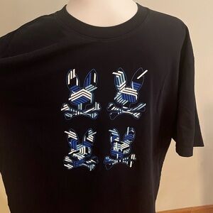 Psycho Bunny Black and Blue Short Sleeve Plaza Tee  Size 9